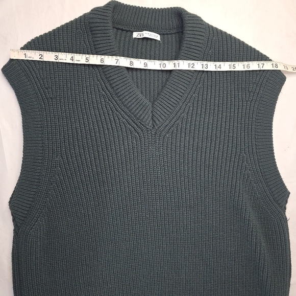 Zara Sweater Vest Hunter Green Preppy Academia Relaxed Oversized Pullover Medium - Picture 8 of 12
